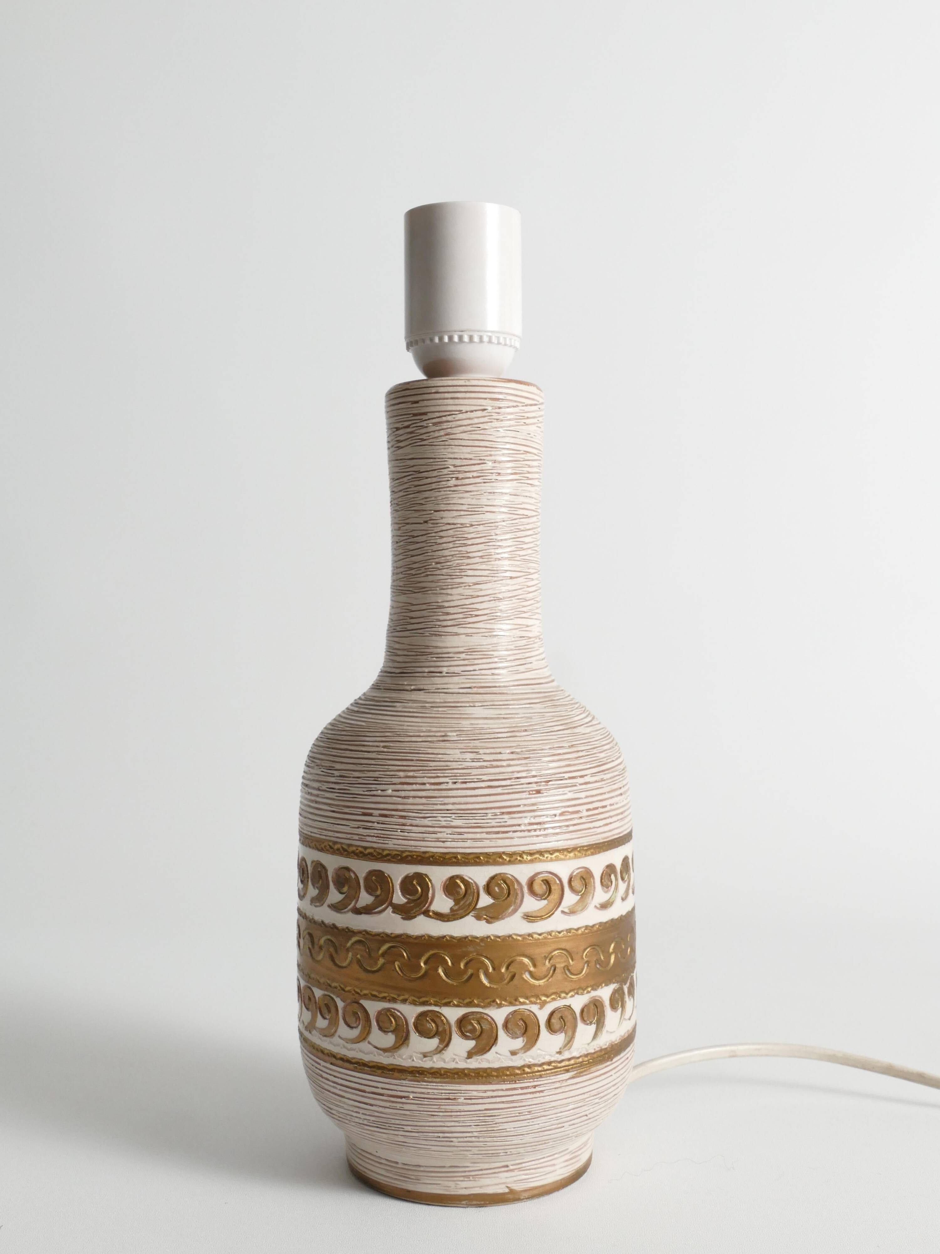 White and Gold Ceramic Table Lamp by Fratelli Fanciulacci, Italy 1970's