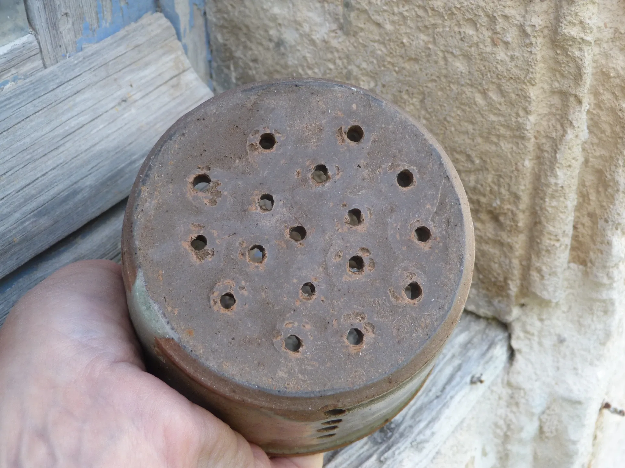 Old stoneware cheese drainer
