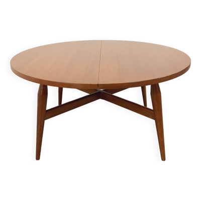 Grande table basse ronde scandinave vintage Smorrebrod de Arne Vodder, extensible en table à manger