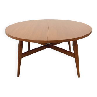 Grande table basse ronde scandinave vintage Smorrebrod de Arne Vodder, extensible en table à manger