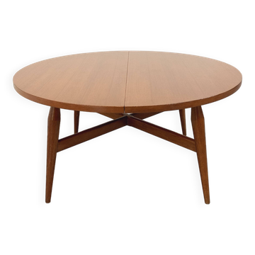 Large round vintage Scandinavian coffee table Smorrebrod by Arne Vodder, extendable into a dining table