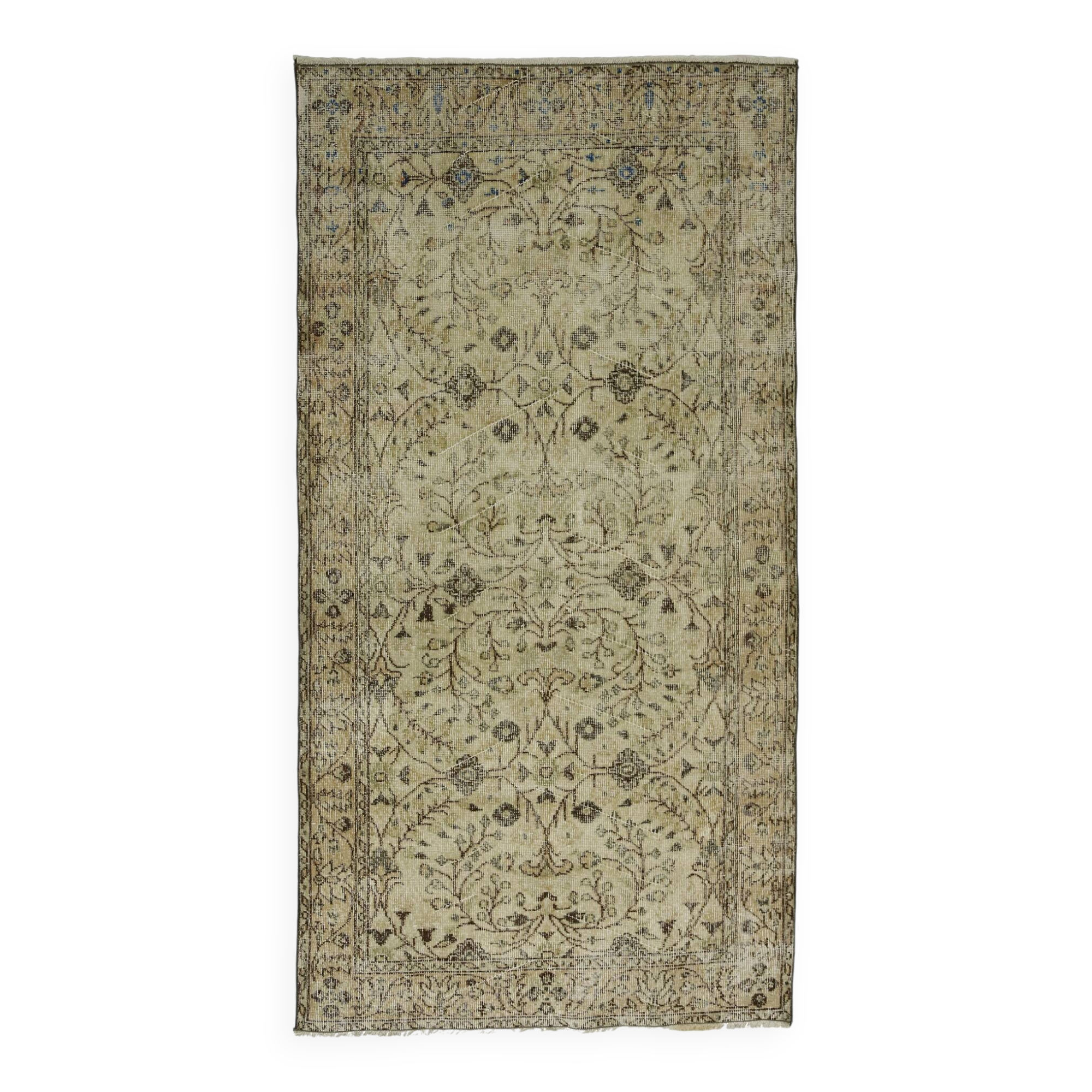 Turkish Anatolian Handmade Vintage Area Rug 216 cm x 116 cm