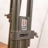 Vintage 1950s Strand Electric Patt 123 Theatre lamp on an old Wooden Army Surveyors Tripod