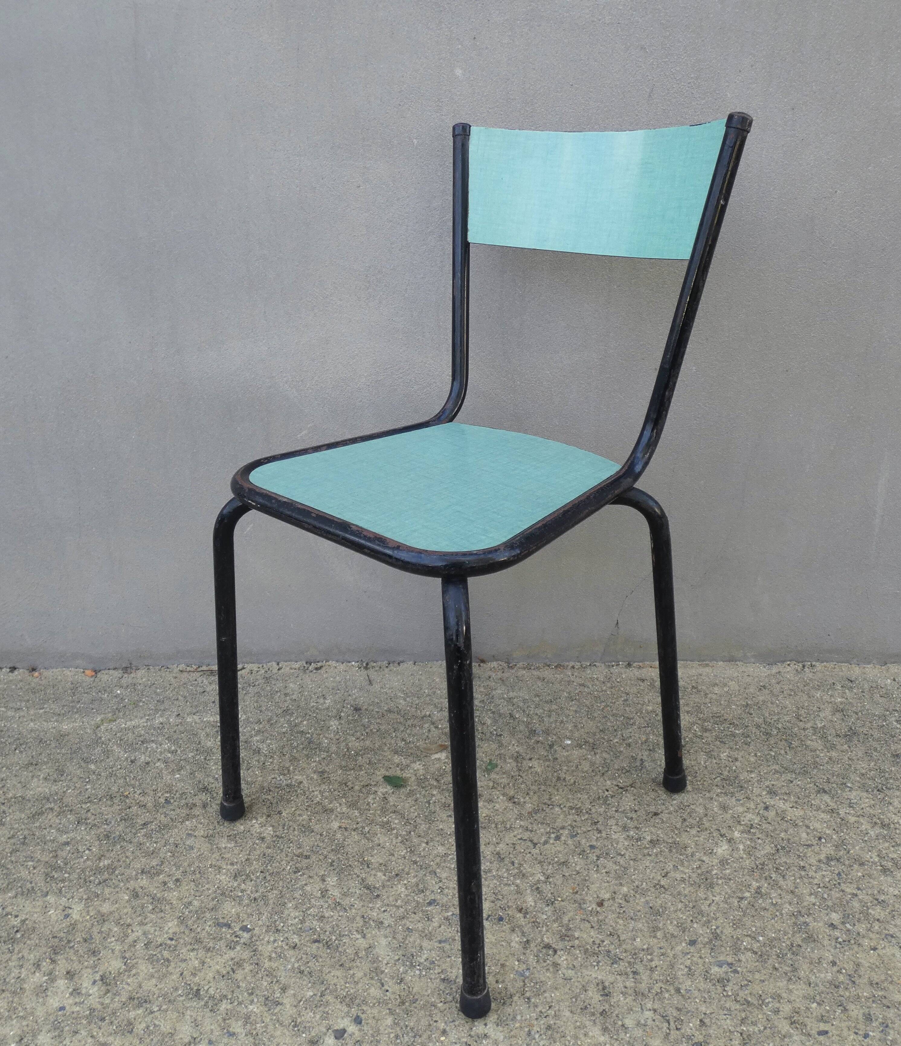 6 chaises en formica vert mint design vintage