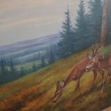Painting „Two Deer by the Water”, Danish design, 1960s, by Wolmer Zier