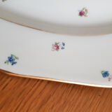 Oval dishes in floral porcelain and gold