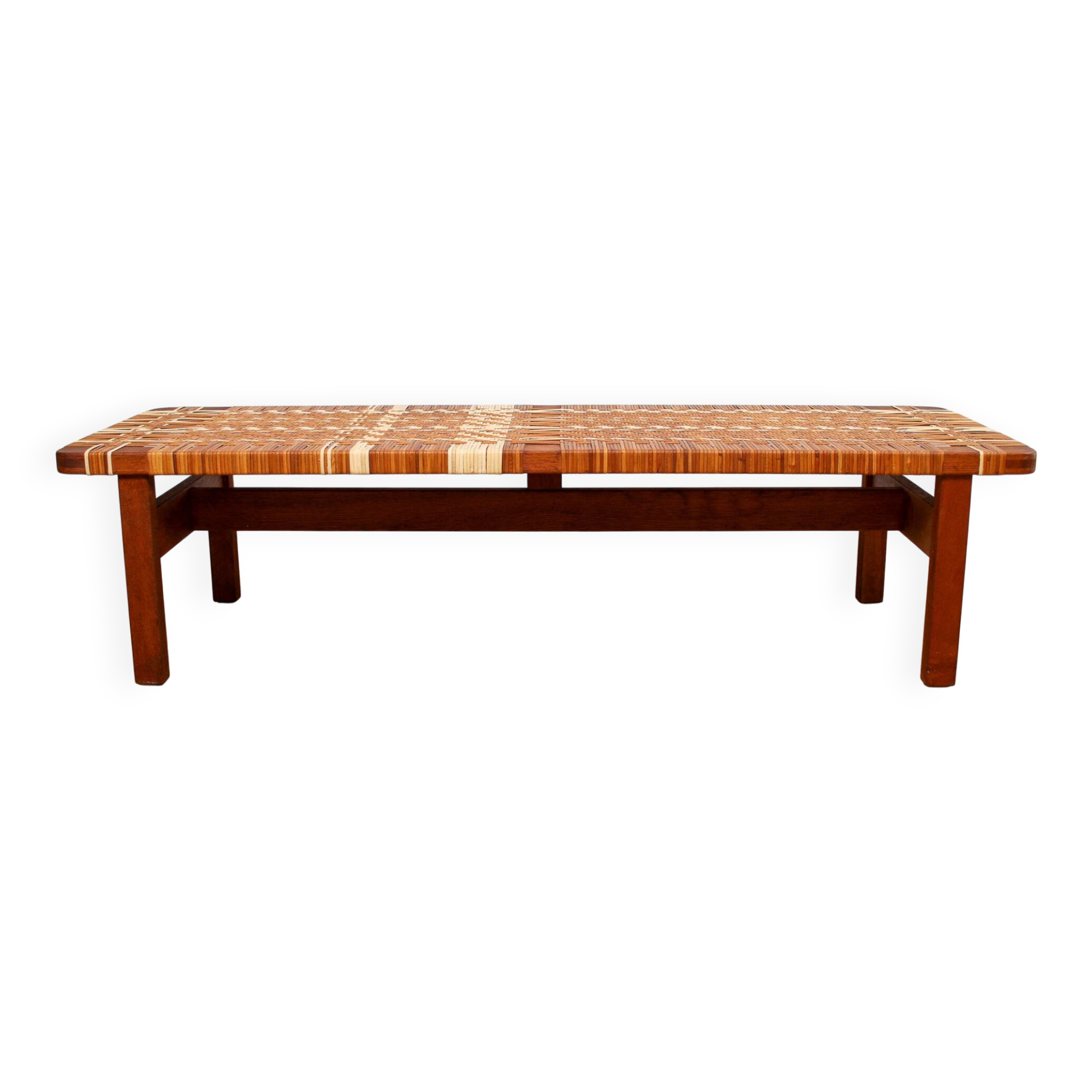 A vintage mid-century Danish Borge Mogensen 5272 rattan coffee table/bench