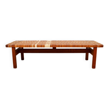 Une table basse/banc en rotin Borge Mogensen 5272 danoise vintage des années 50.