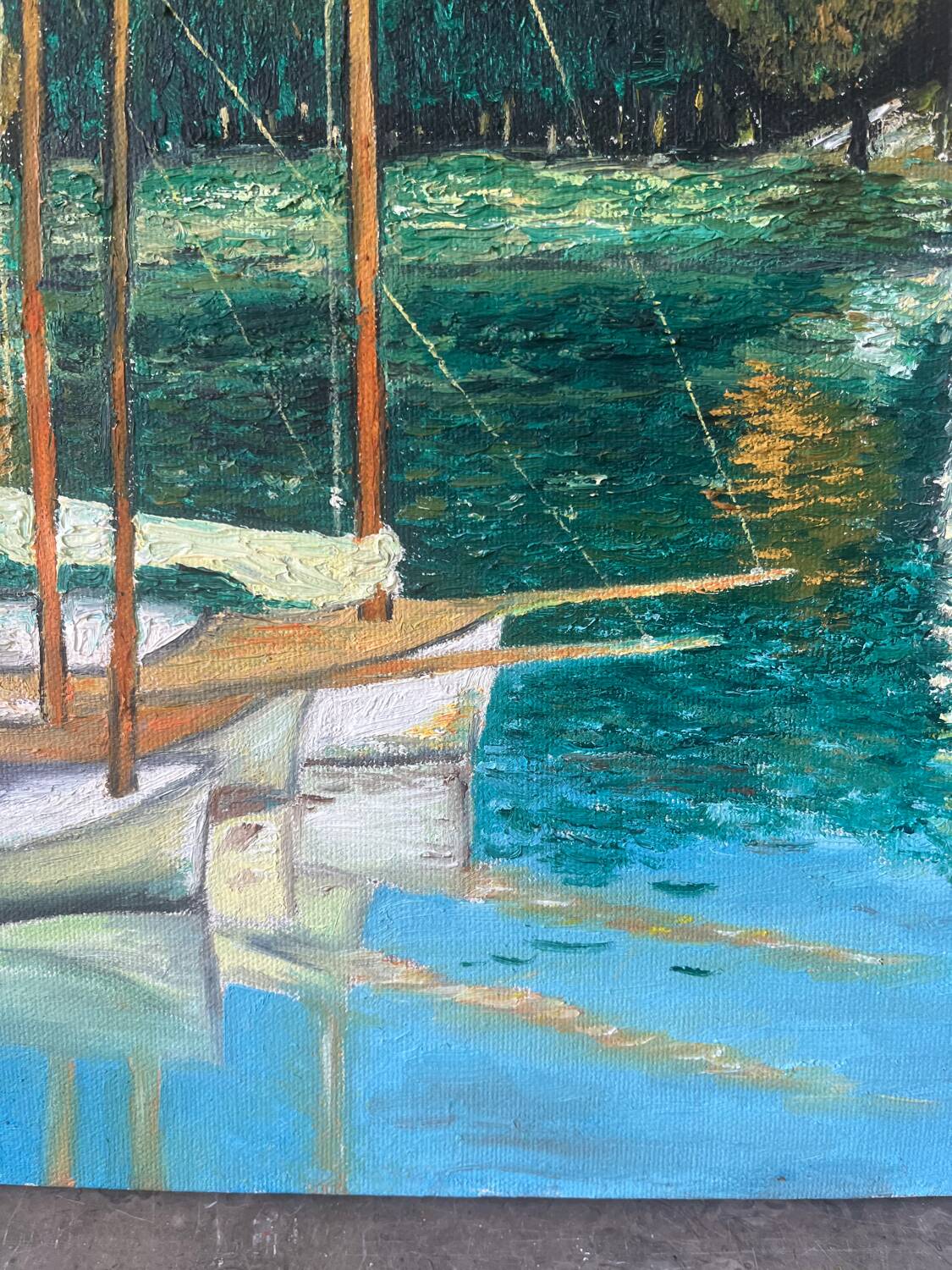 Riverboats on the Seine, signed