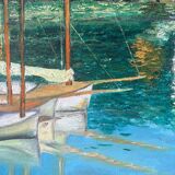 Riverboats on the Seine, signed