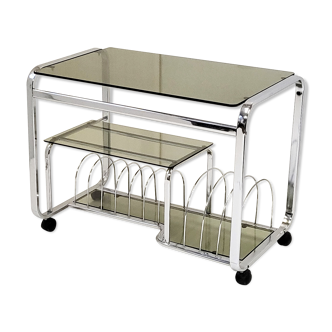 Vintage HIFI furniture 1970 chrome & glass