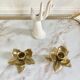 Pair of brass flower candle holders