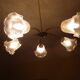 Gilded metal chandelier, 5 branches, opaque glass cupola - 60s/70s