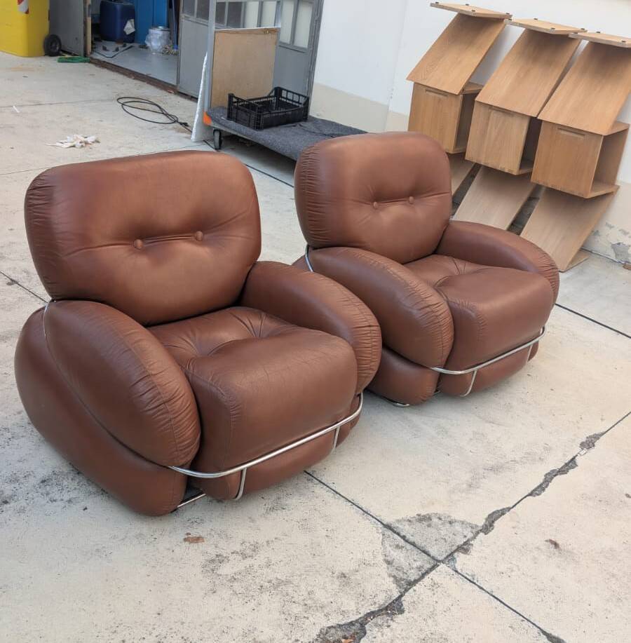 Set of 2 Okay armchairs by Adriano Piazzesi, 70s