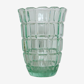 Vase en cristal vert, vintage français
