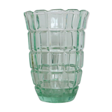 Green crystal vase, vintage French