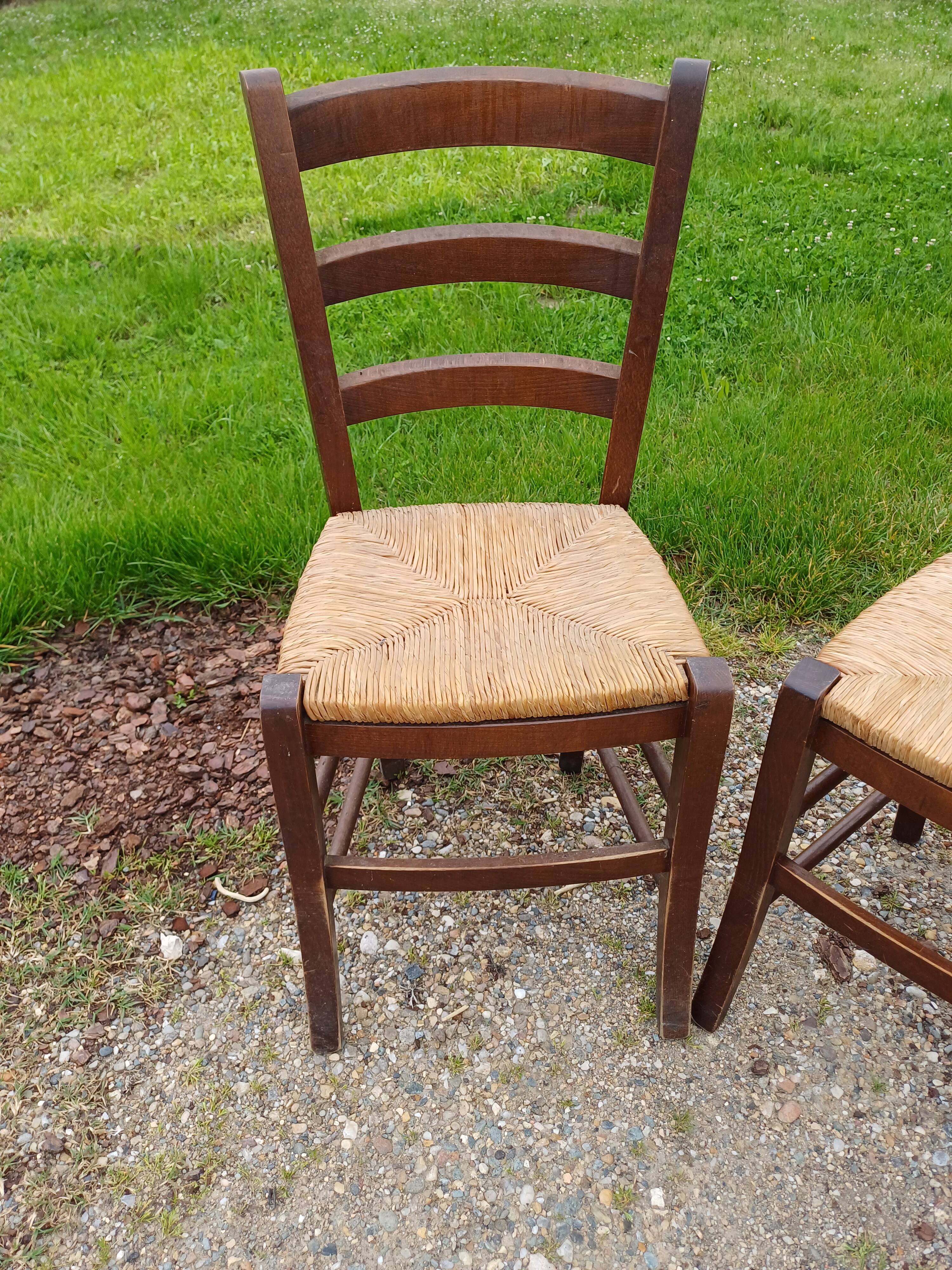 4 Old Straw Chairs