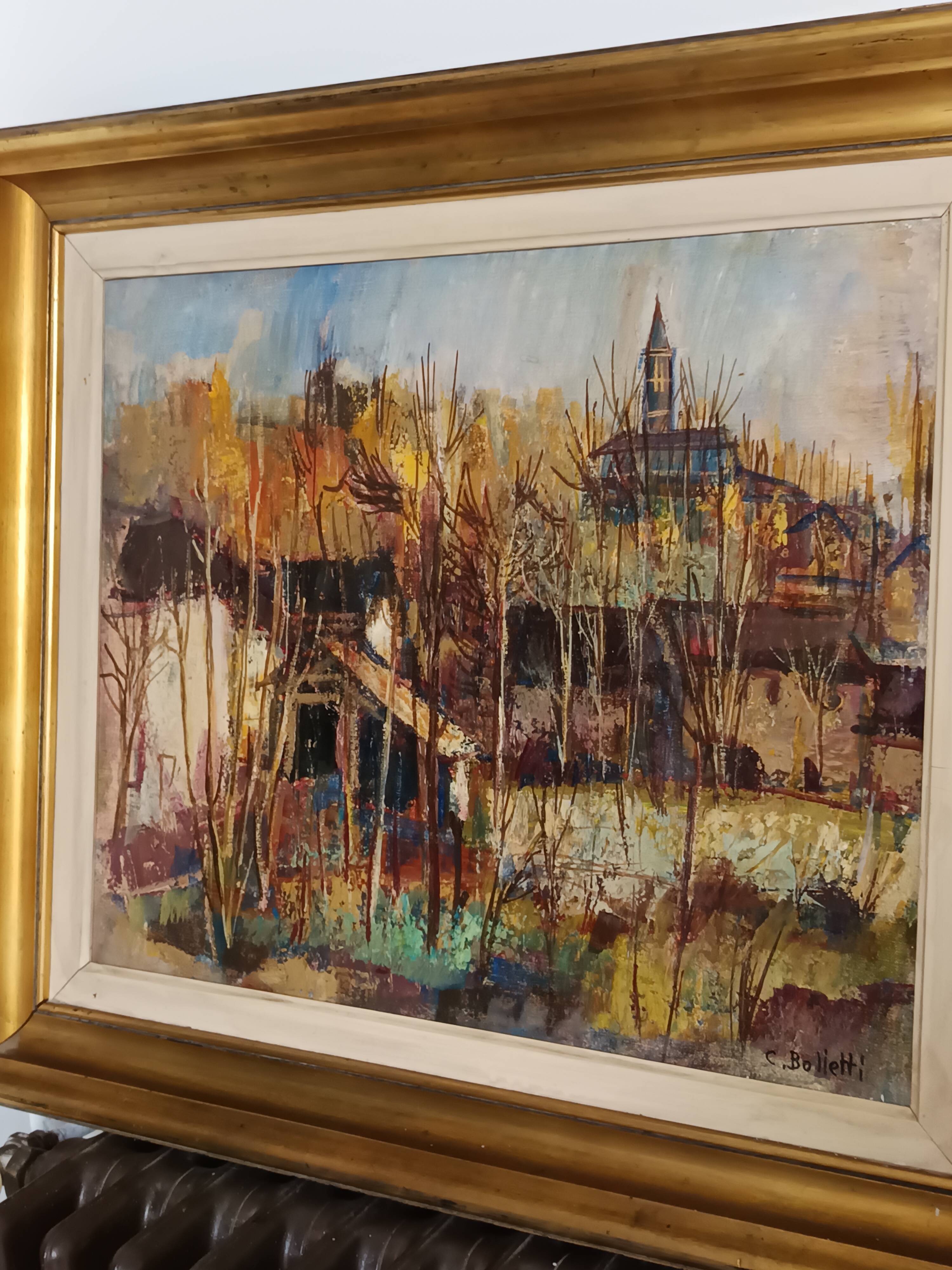oil on canvas signed César Belotti (1914-1995) village autumn period