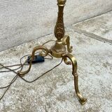 Vintage brass floor lamp with 3 tripod lights
