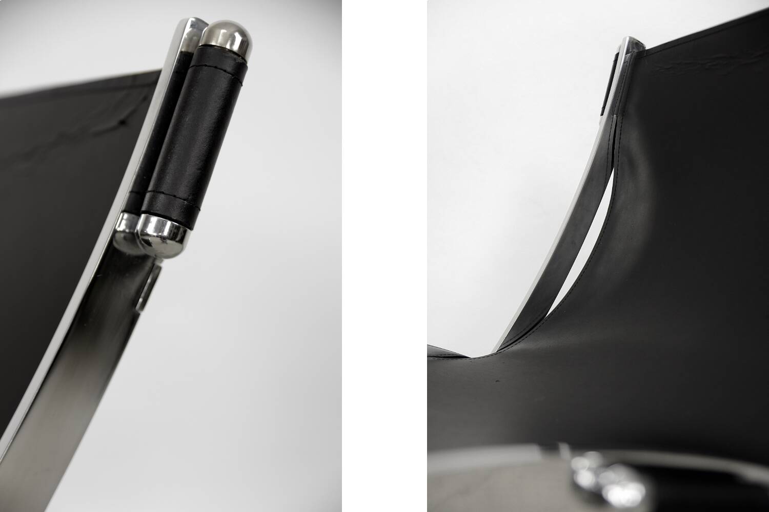 Vintage minimalist chair in Italian leather, 1980s.