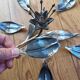 Vintage ashtray flower in silver metal