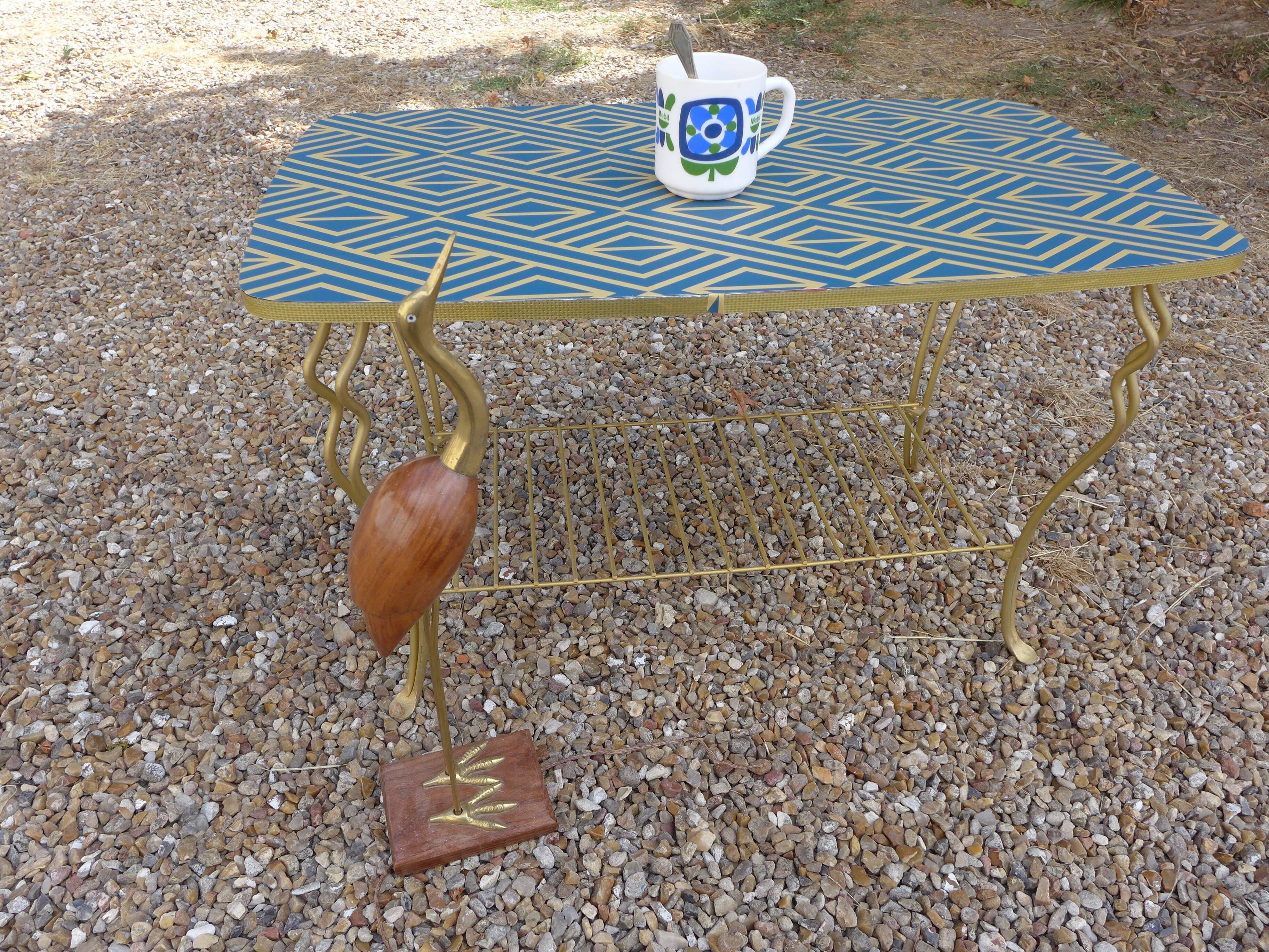 Golden brass coffee table