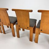 Set of 4 Italian Design Birchwood Dining Chairs, 1970s
