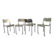 Chaises de salle à manger françaises Memphis Architectural en acier inoxydable, lot de 4, années 1980