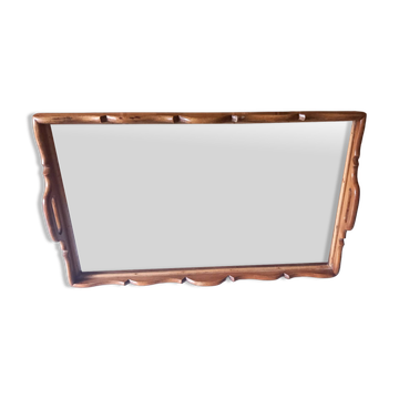 Large wooden and glass serving tray from the 1950s.