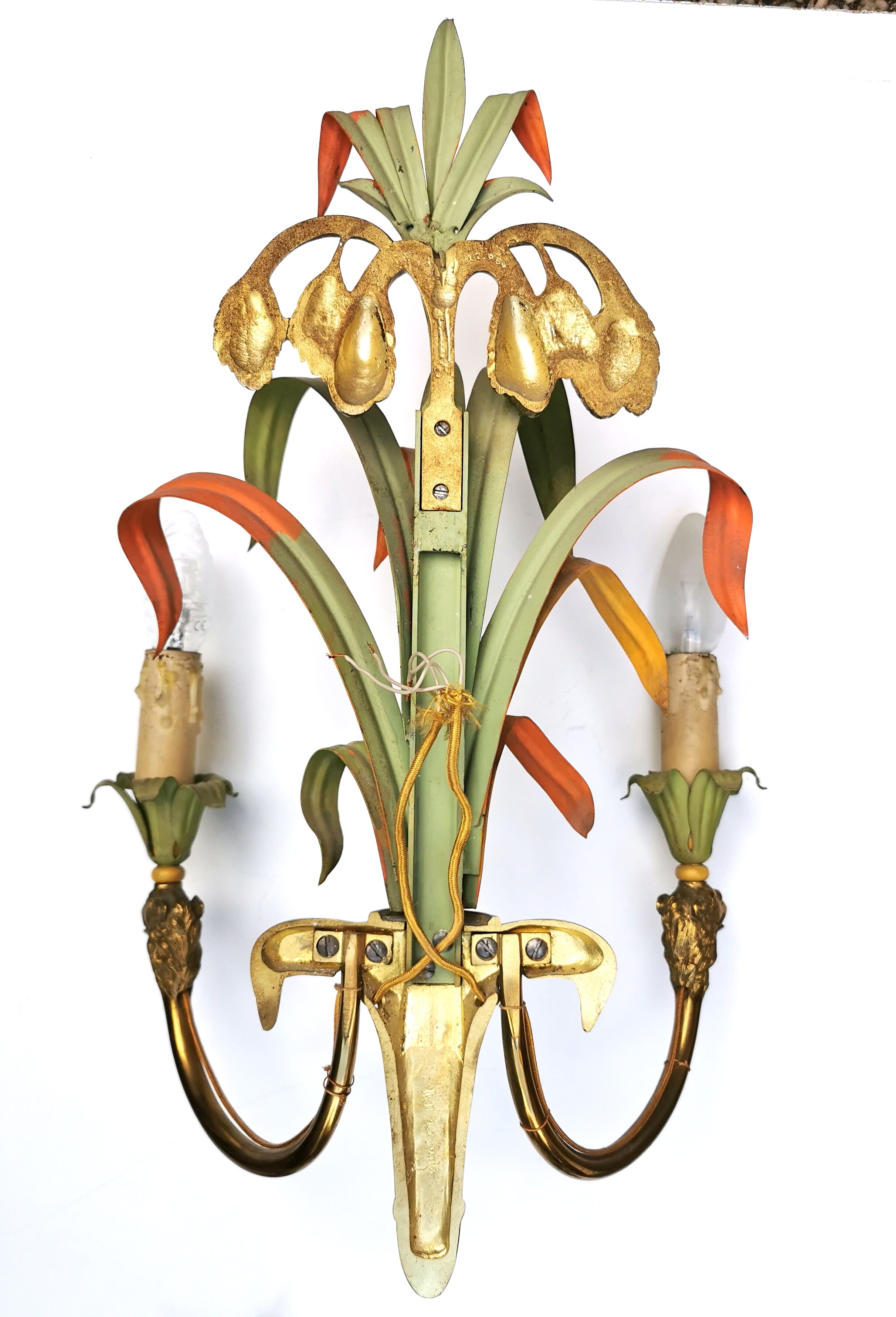 Maison Baguès, three bronze appliques decorated with camel heads and palm leaves