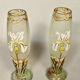 Pair of glass vases with iris enamelled decor
