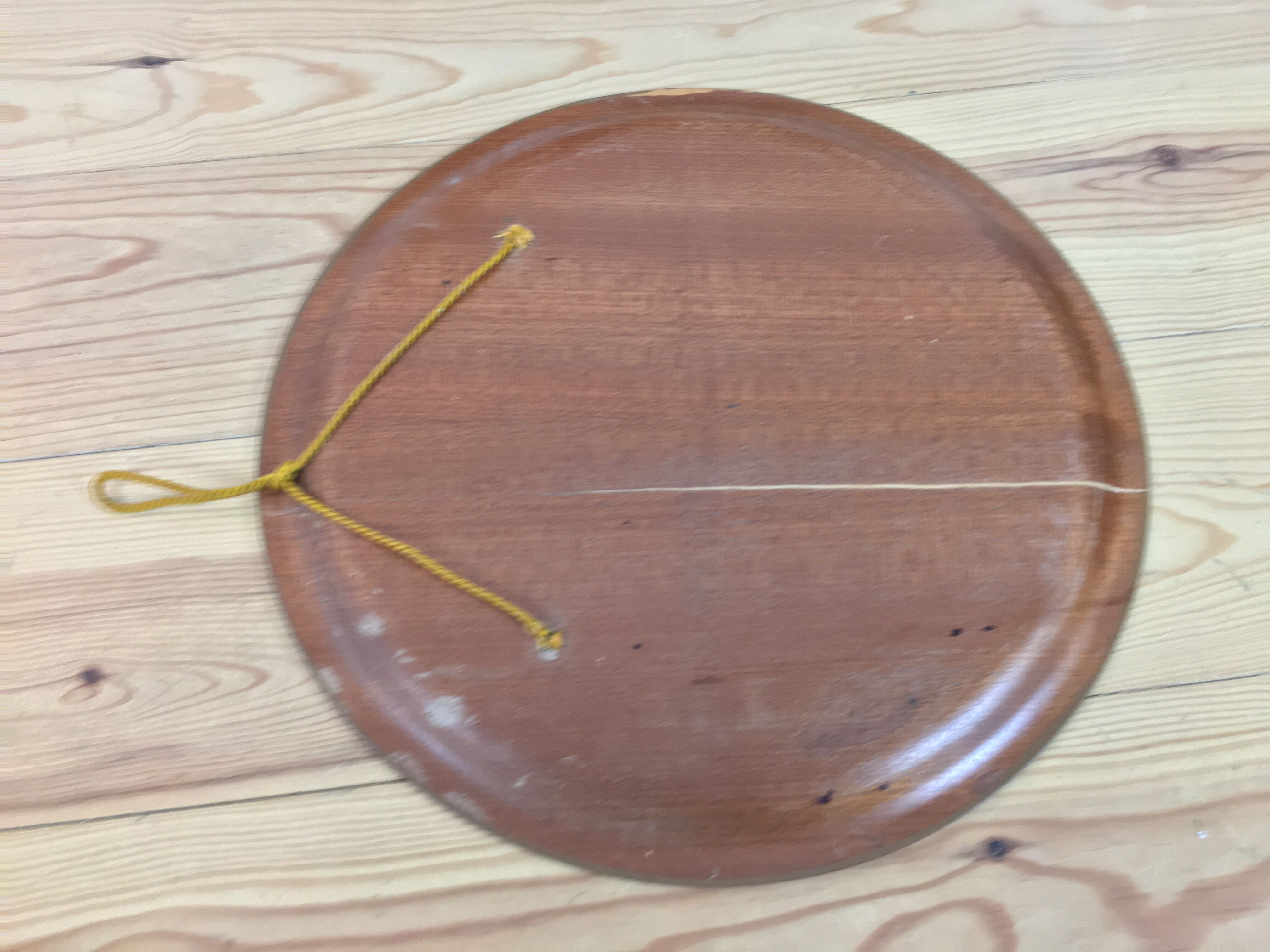 Mirror scandinavian teak 45 cm, round, 60s