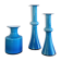 Arrangement of 3 blue glass 'Carnaby' vases by Per Lütken for Holmegaard, Denmark 1960's