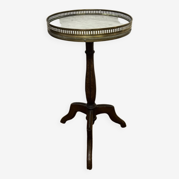 Louis XVI style tripod pedestal table in mahogany and marble