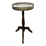 Louis XVI style tripod pedestal table in mahogany and marble