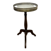 Louis XVI style tripod pedestal table in mahogany and marble