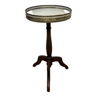 Louis XVI style tripod pedestal table in mahogany and marble
