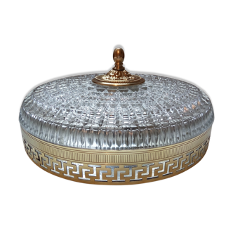 Plafonnier verre laiton vintage