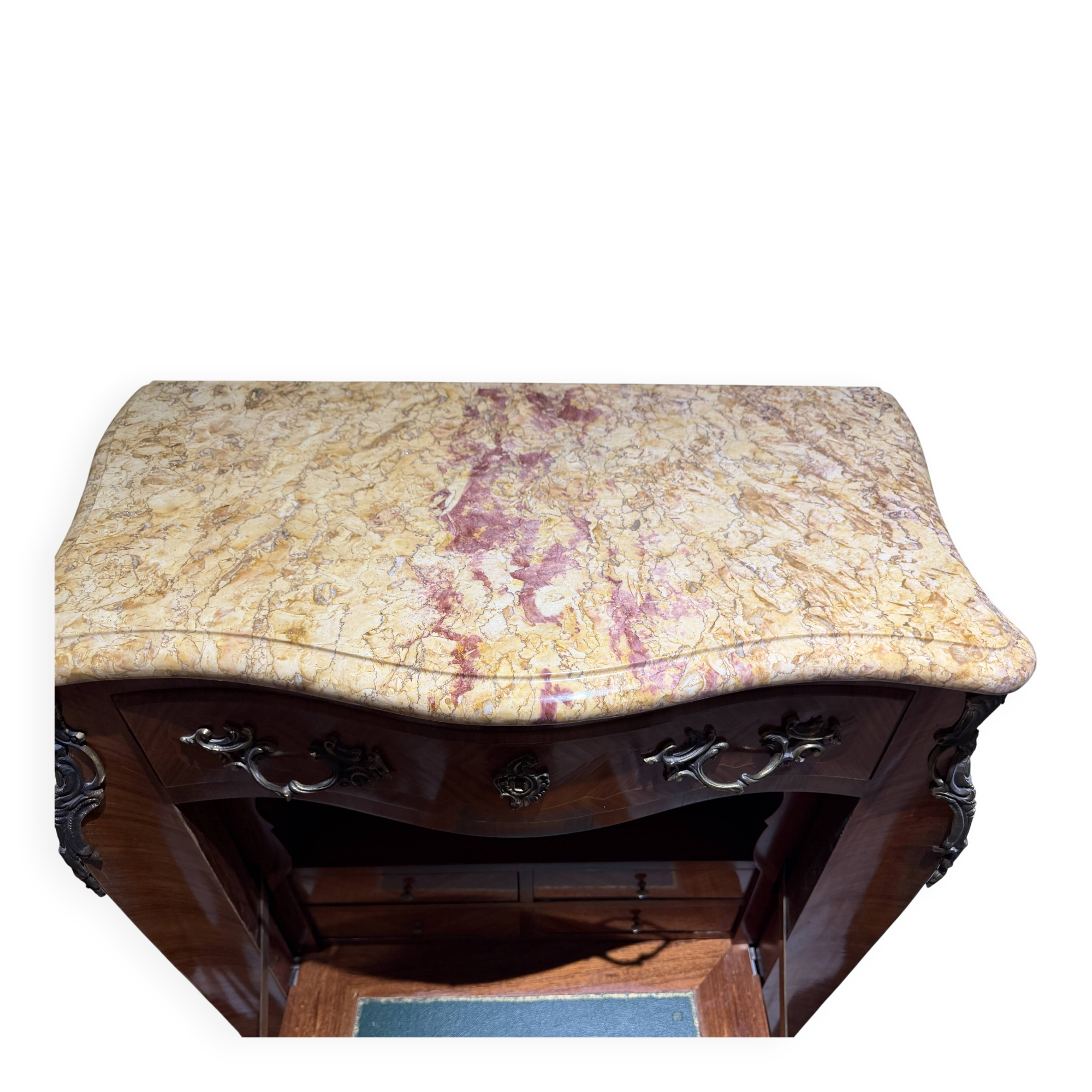 "Du Barry" commode in marquetry, marble top
