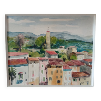 Aquarelle village du sud