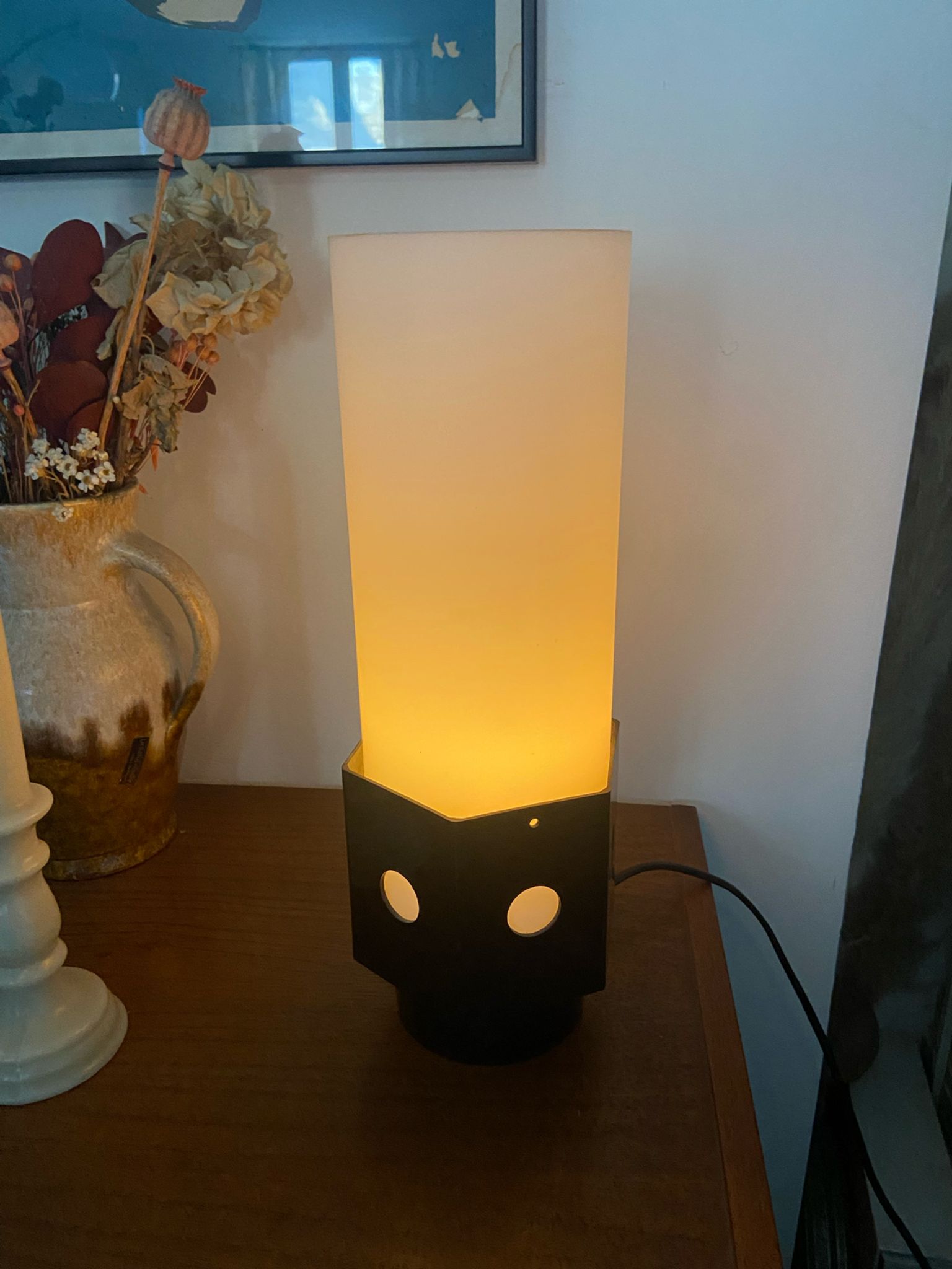 Lampe en verre et plastique années 70