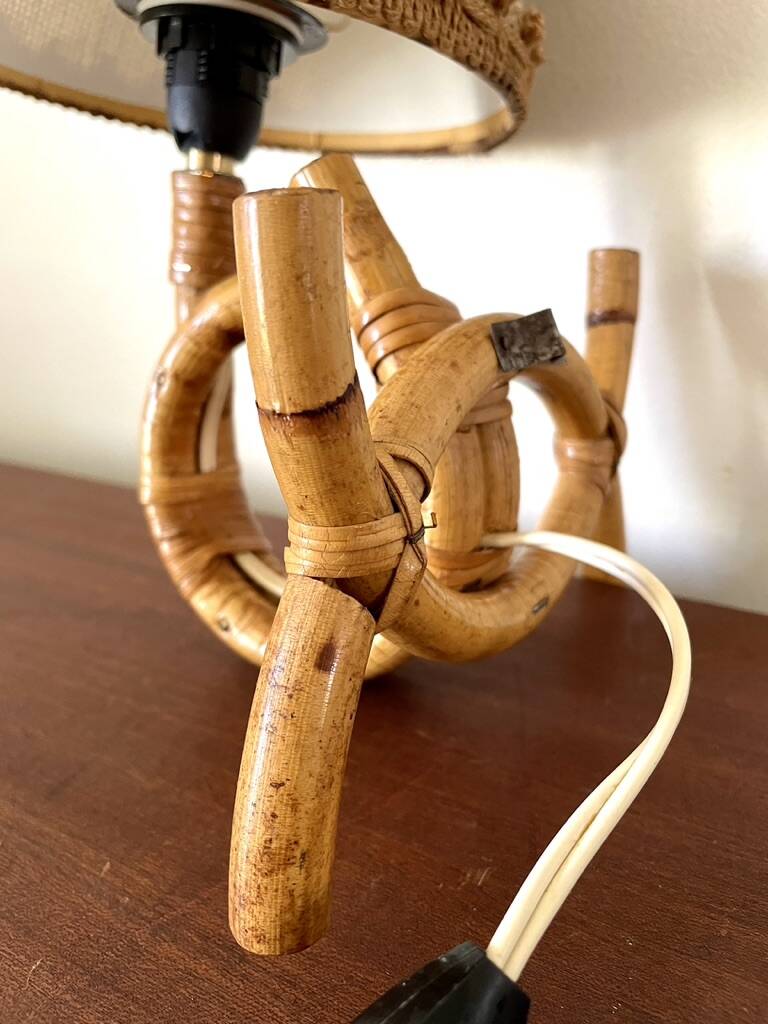 Rattan wall light by Louis Sognot 1960