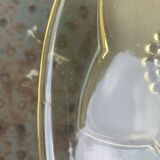 Grande Coupe a fruits en verre et verre dépoli, jaune, motif floral