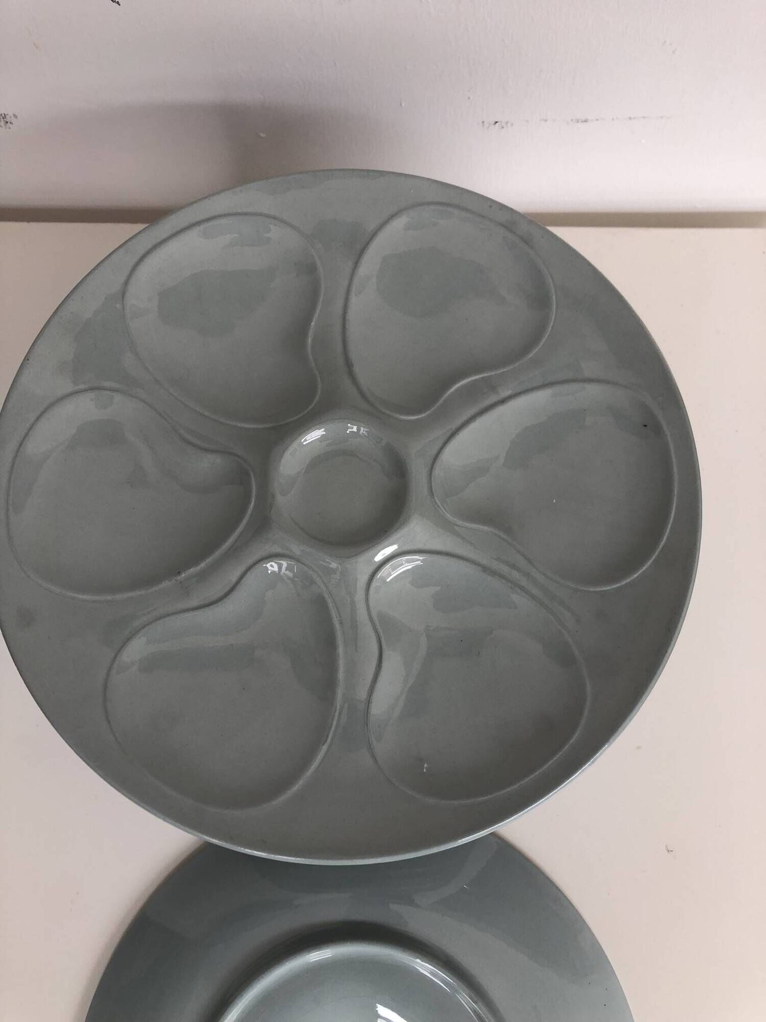 Set of 10 longwy oyster plates france