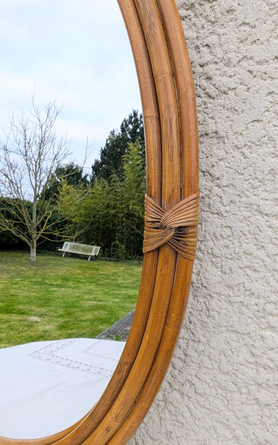 Large bamboo rattan mirror 70 80 Vintage 67 cm x 46 cm Excellent condition