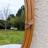 Large bamboo rattan mirror 70 80 Vintage 67 cm x 46 cm Excellent condition