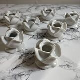 White porcelain rose shaped candle holders