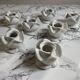 White porcelain rose shaped candle holders