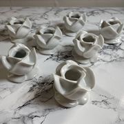 White porcelain rose shaped candle holders