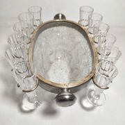 Seau à glace en verre avec douze coupes. Espagne, années 1950.